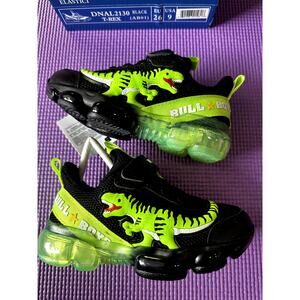 Bull Boys T-Rex Boy Sneakers Dinosaurs Size 10 US Black Light-Up Velcro NEW